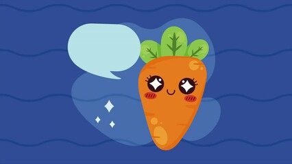 Wall Mural - fresh carrot vegetable kawaii character animation