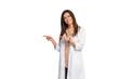 © opolja - Smiling medical doctor woman with stethoscope. Isolated over transparent background.
