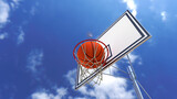 Fototapeta Sport - one basketball ball hits the basketball net on the sky background 3D render