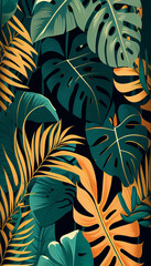  Textura Pattern Tropical Folhas IA Generativa