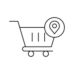 Canvas Print - cart, location pin, online cart location pin icon