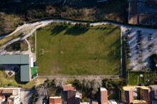 Aerial View Of A Local Football Field In Avellino, Campania, Italy.