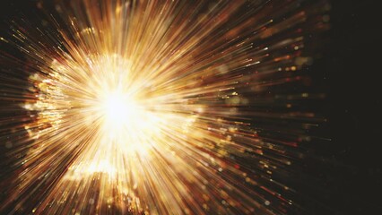 Poster - Shockwave Explosion Freeze Background/ 4k animation of an abstract shockwave explosion background slow motion with fractal particles shining and depth of field