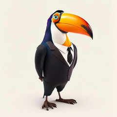 Wall Mural - Toucan Business Suit Isolated White. Generative AI