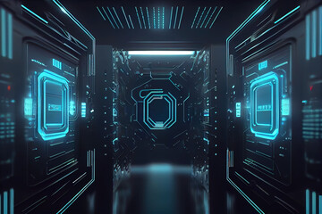 Poster - 3d futuristic background with circles and panels. Generative AI, Generative, AI
