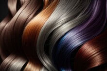 Hair Colors Dyed Palette. Set Background. Close-up. AI Generation