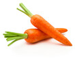 Two carrot vegetables isolated on white background