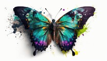Colorful Butterfly Isolated On A White Background. Get Lost In The Beauty And Fragility Of This Delicate Insect, With Its Wings Spanning The Frame In A Burst Of Colors Generative Ai