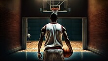 Basketball Player Backview. Highlight Sports Concept Of A Player. Ai Generative Content