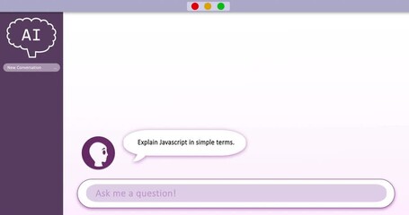 Poster - Animation of ai bot conversation and binary coding on speech bubbles