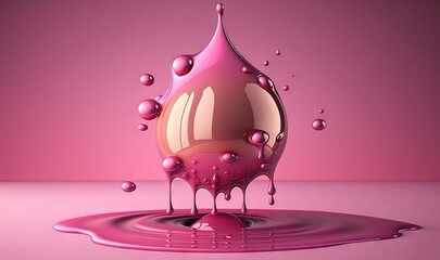 Sticker -  a pink liquid splashing out of a puddle of water.  generative ai