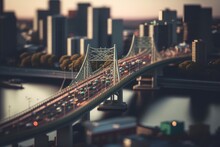 Captivating Cinematic Cityscape: Unreal Engine 5 Creates Insane Detail With Ultra-Wide Angle Bokeh On Hyper-Detailed Bridge And River At Night! , Generative Ai