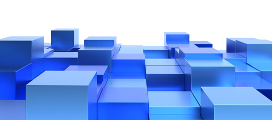 Poster - Blue cubes, 3d render