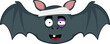 vector illustration cartoon character of an injured bat vampire animal, with bandages on his head, a black eye, a single tooth