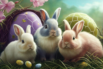 easter bunny and easter eggs