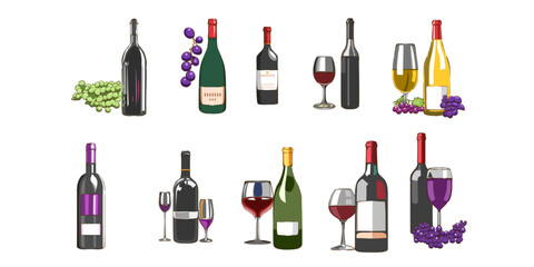 Wall Mural - wine vector set collection graphic clipart design