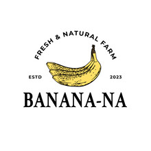 Hand Drawn Banana Fruit Logo. Vector Illustrations For Food And Drink, Restaurant And Bar, Menu, Fruit Market.