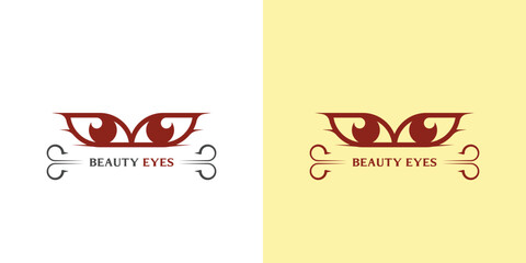 Wall Mural - Eye beauty logo design illustration. Silhouette of beautiful female eyebrows, eyelashes, female salon. Minimalist simple flat lifestyle design.