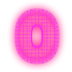 Number 0 grid retro neon pink