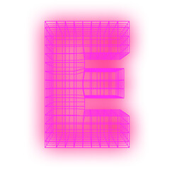 Letter E grid retro neon pink