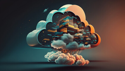 Poster - Cloud computing concept. Generative AI