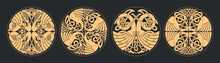 Vector Celtic Circlar Knot. Ethnic Ornaments Set.