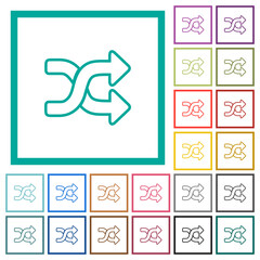 Sticker - shuffle outline flat color icons with quadrant frames