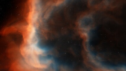 Nebula gas cloud in deep outer space, science fiction illustration, colorful space background with stars 3d render
