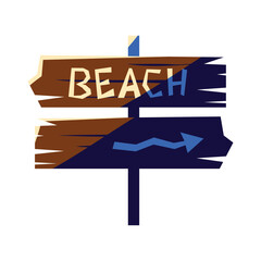 Sticker - wooden beach signpost