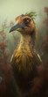 artistic raw extreme closeup of a golden duckmoose bird, Generative AI
