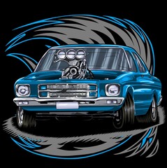 Wall Mural - drag race illustration isolated in black background for poster, t-shirt, graphic design, business element, and card