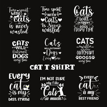 Cat T Shirt Bundle , Black And White , Cat Lover  EPS Print Ready T Shirt Design Bundle 