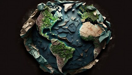 Wall Mural - Earth Day: A Vibrant Eye-Catching Background Design Template of Earth in Shape of Beautiful Artistic Waste reduction Perfect for Environmental Wildlife Projects (generative AI