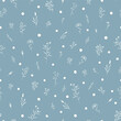 Blue Speckle Flower Silhouette Seamless Vector Repeat Pattern