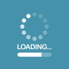 Poster - Loading bar icon in flat style. Progress indicator vector illustration on isolated background. Download button sign business concept.