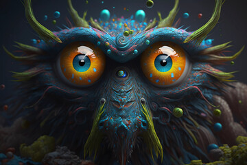 Wall Mural - Monster eyes close up, AI generated