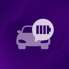 Poster - electric car with a full battery icon, vector