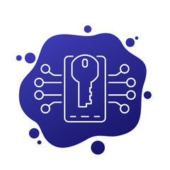 Poster - privacy and mobile security icon with a phone, line vector