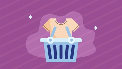 Wall Mural - shopping basket market with shirt animation