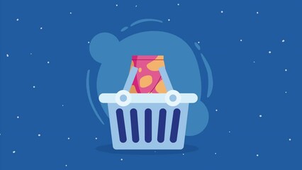 Wall Mural - shopping basket market with skirt animation