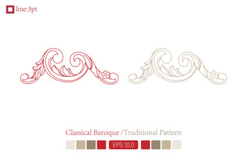 Wall Mural - Vintage baroque victorian frame border floral ornament leaf scroll engraved vintage floral pattern ornament design red and white japanese filigree calligraphy vector heraldic swirls.