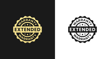 Sticker - Extended stamp vector or Extended warranty label vector in flat style. Extended stamp vector for design element about warranty. Best Extended Warranty Label Design Element.