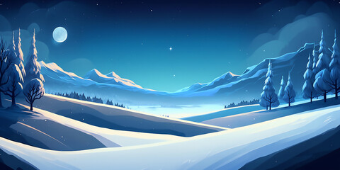 Wall Mural - Snowy forest, 2d game art, concept art, gaming background generated ai