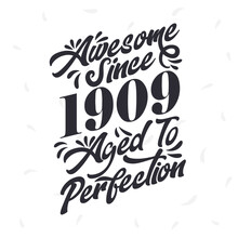 Born In 1909 Awesome Retro Vintage Birthday, Awesome Since 1909 Aged To Perfection