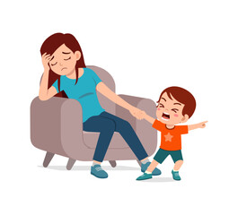Wall Mural - mother feel tired because kid cry so loud
