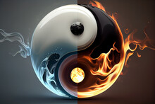 Symbol Of Yin And Yang, Fire And Water