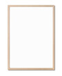 Empty vertical frame mockup isolated over transparent background, Artwork template for painting, photo or poster, One oak wood frame mock-up design element