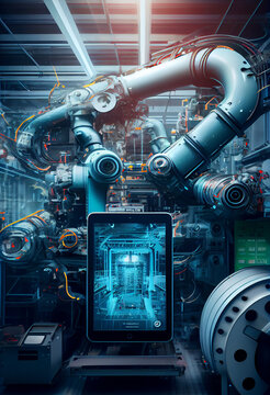 Industrial technology concept. Factory automation. Smart factory. INDUSTRY 4.0