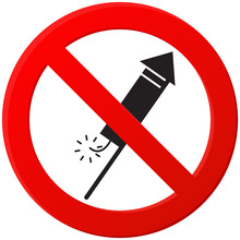 No Prohibition. Fireworks And Lighting Firecrackers Prohibited - Red Prohibition Sign
