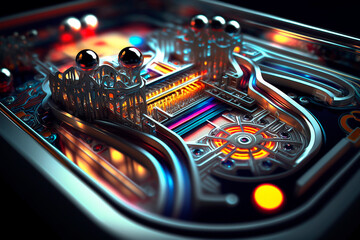 Wall Mural - generative ai illustration of pinball machine, table